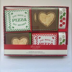 Roobee Mara-Mi Pizza Valentine's Card Set 24ct Stickers & envelopes